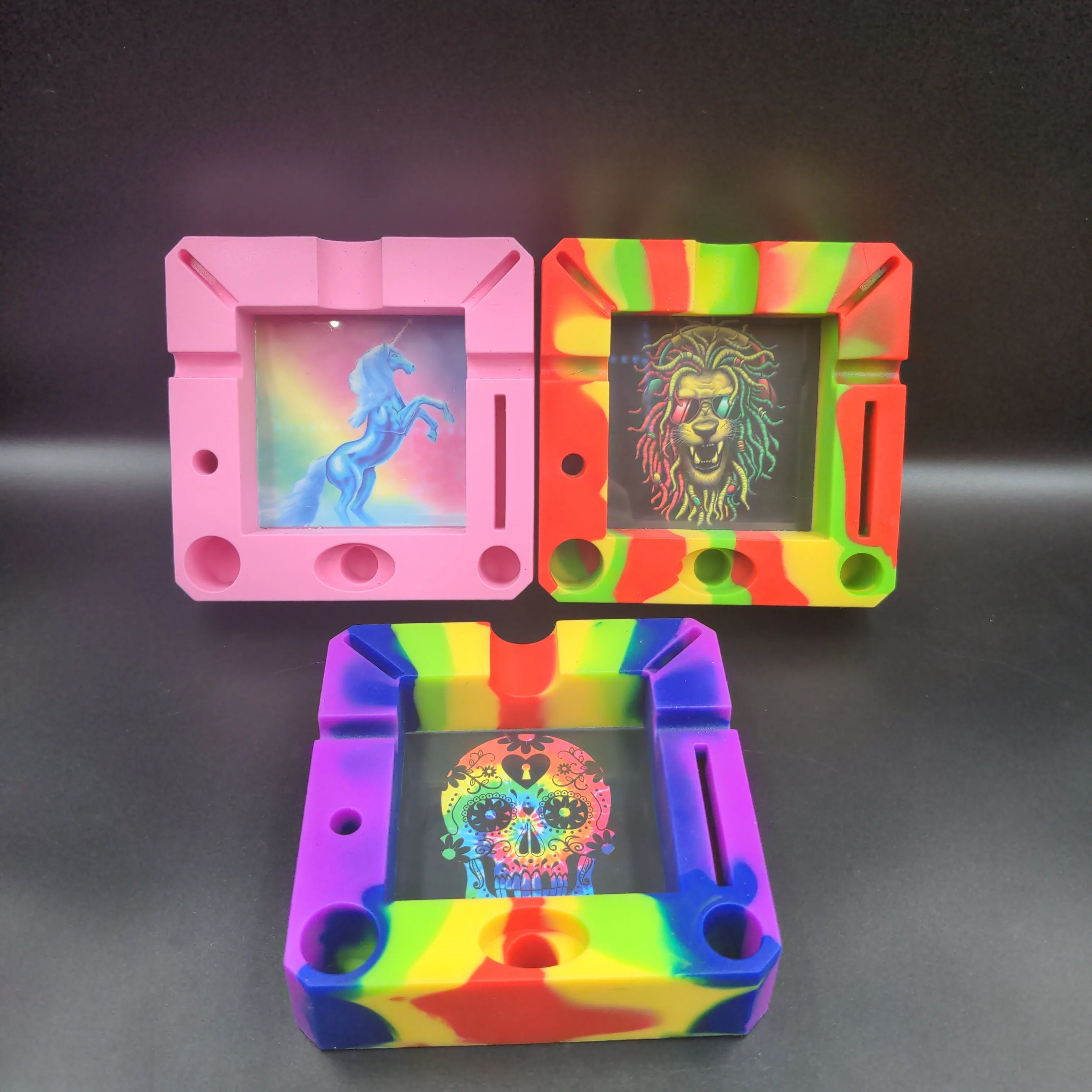 4.5 Square Silicone Ash Trays Mixed Designs