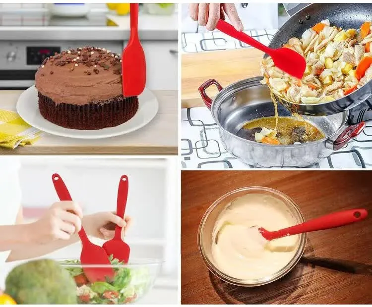 6-Piece Silicone Kitchen Utensil Set | Heat-Resistant Baking Tools with Spatulas, Spoon, and Brush (Black) (2 Set/12PCS)
