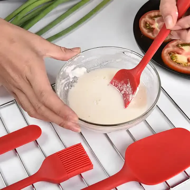 6-Piece Silicone Kitchen Utensil Set | Heat-Resistant Baking Tools with Spatulas, Spoon, and Brush (Green) (2 Set/12PCS)