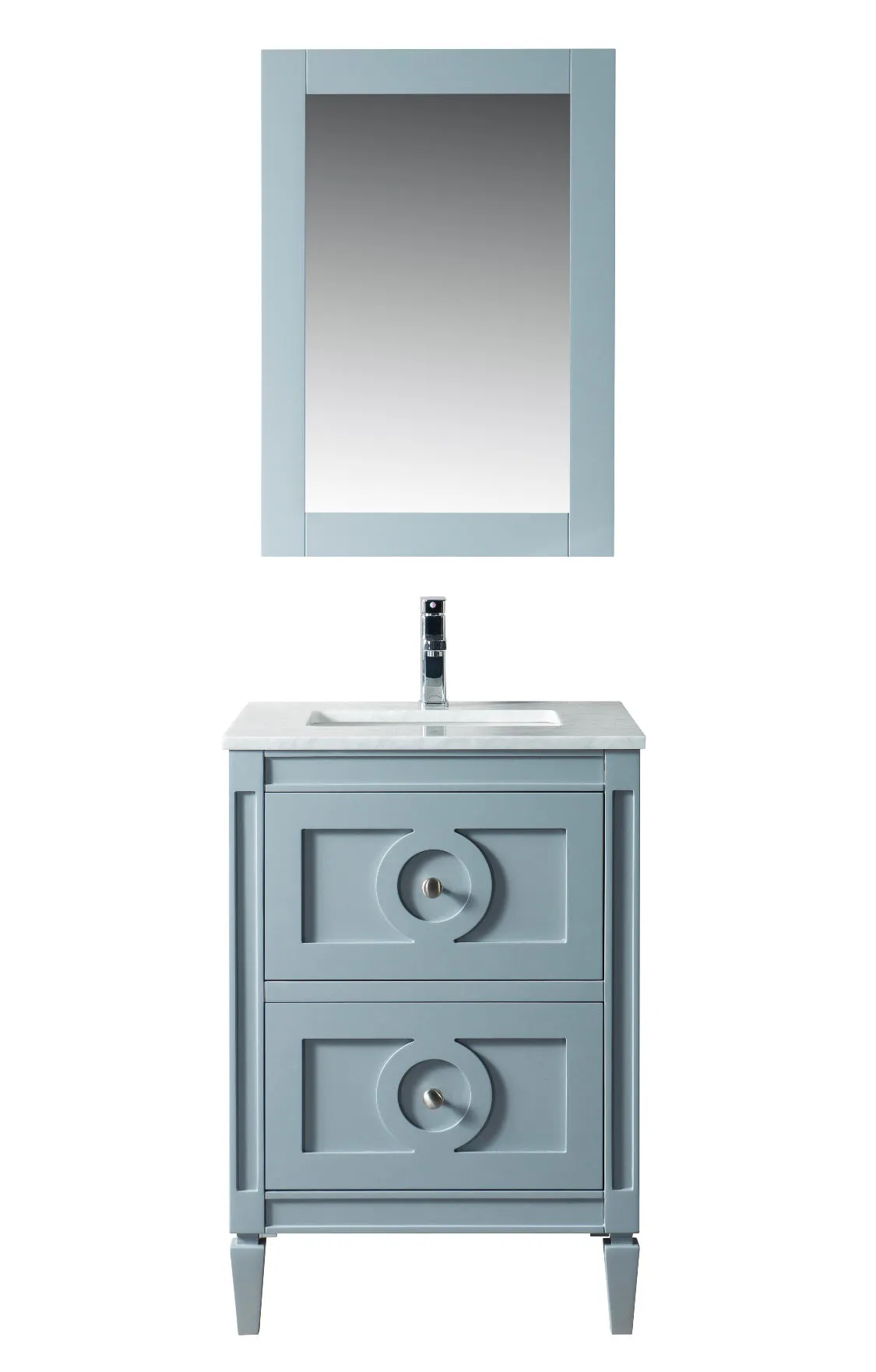 600mm Layla Vanity Unit with Carrara Marble Top - Dark Grey & Chrome