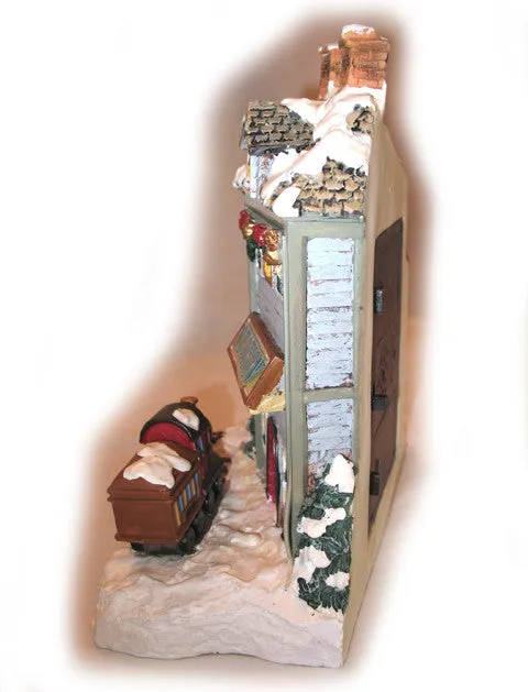 CHRISTMAS Holiday Village PLEASANT GROVE TRAIN STATION Musical Lighted with BOX