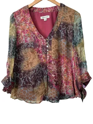 Dark Autumn Batik Print Silk Blouse