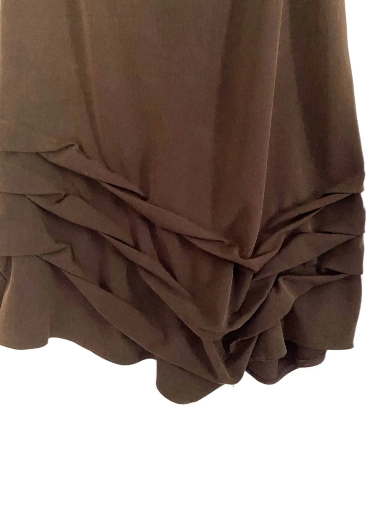 Dark Autumn Brown Ribbon Trim Bustle Skirt