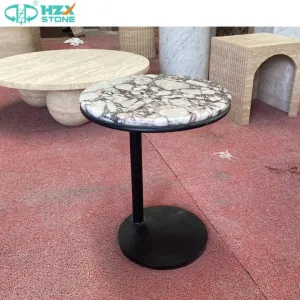 Durable Marble Plinth Side Top Stone-طاولة قهوة دائرية