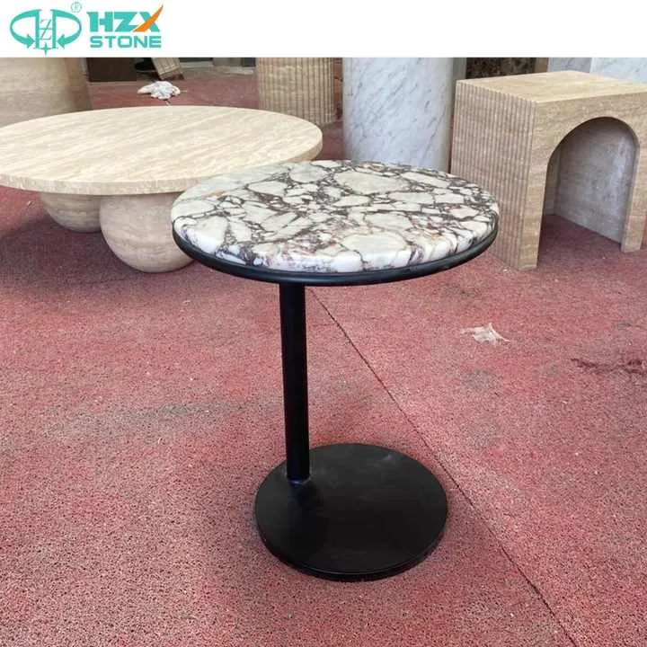 Durable Marble Plinth Side Top Stone-طاولة قهوة دائرية