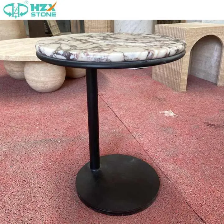 Durable Marble Plinth Side Top Stone-طاولة قهوة دائرية