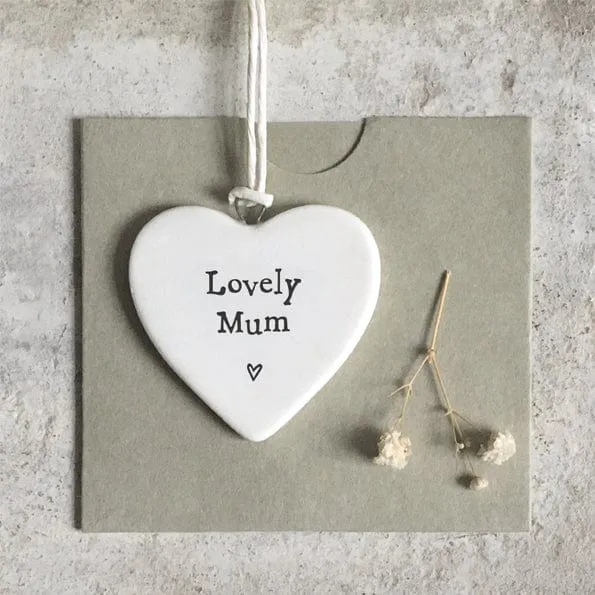 East of India "Lovely Mum" Small Porcelain Heart Decoration