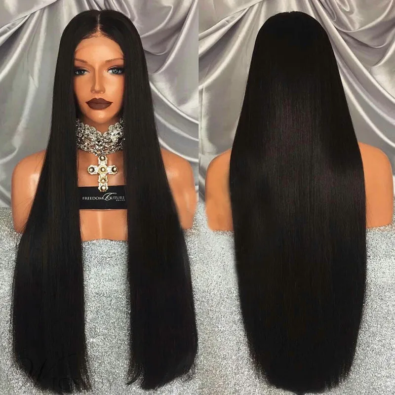 Front Lace Wig for Women – High-Quality Straight Synthetic Hair, 150% Density, Heat-Resistant Fiber (14–26 Inches)