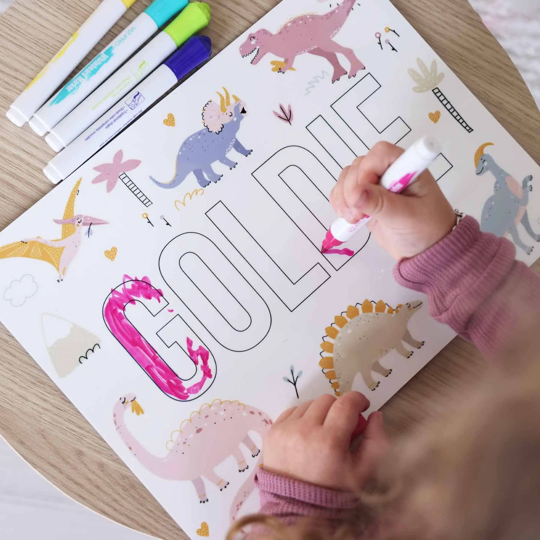 Kids Personalized Whiteboard | Pastel Dino