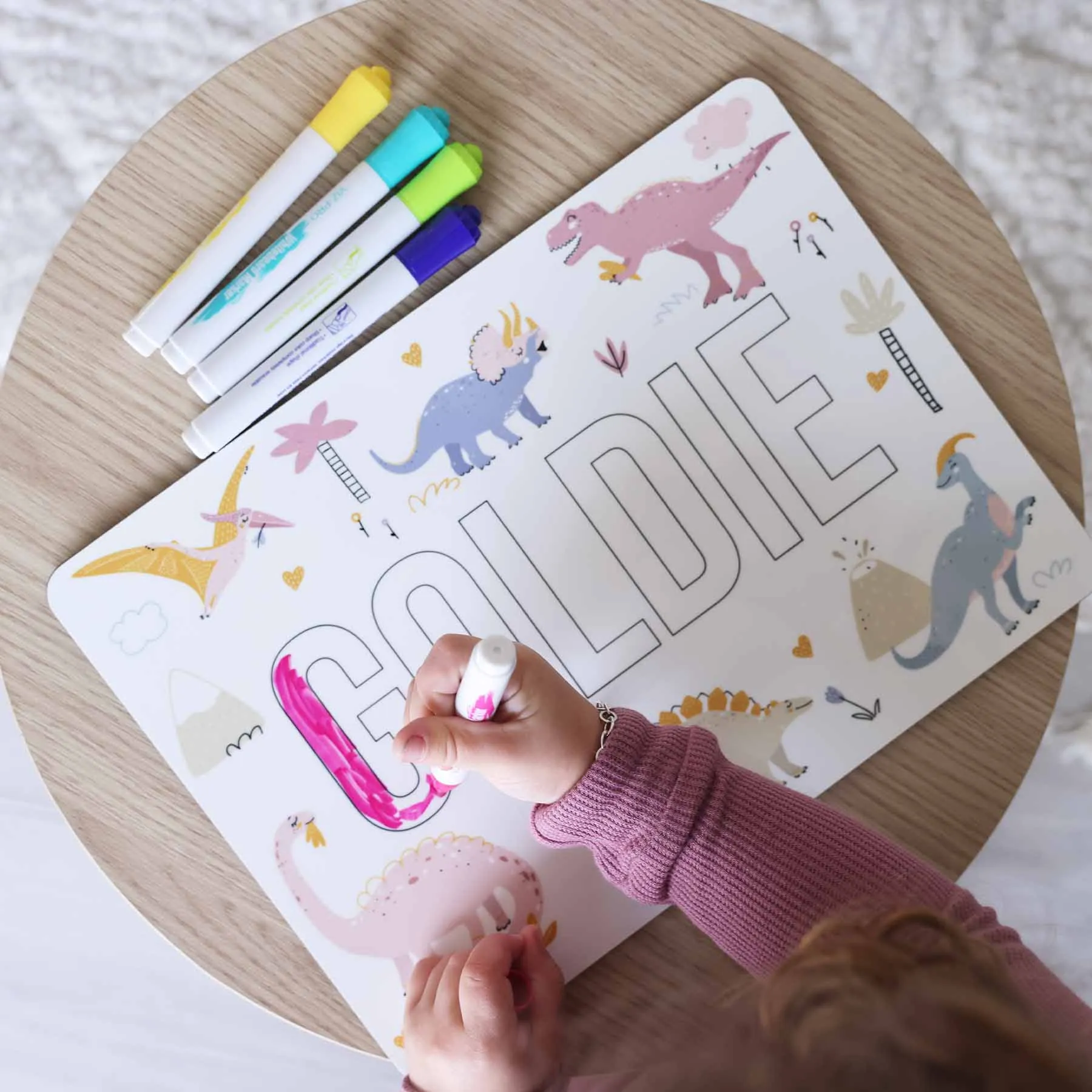 Kids Personalized Whiteboard | Pastel Dino
