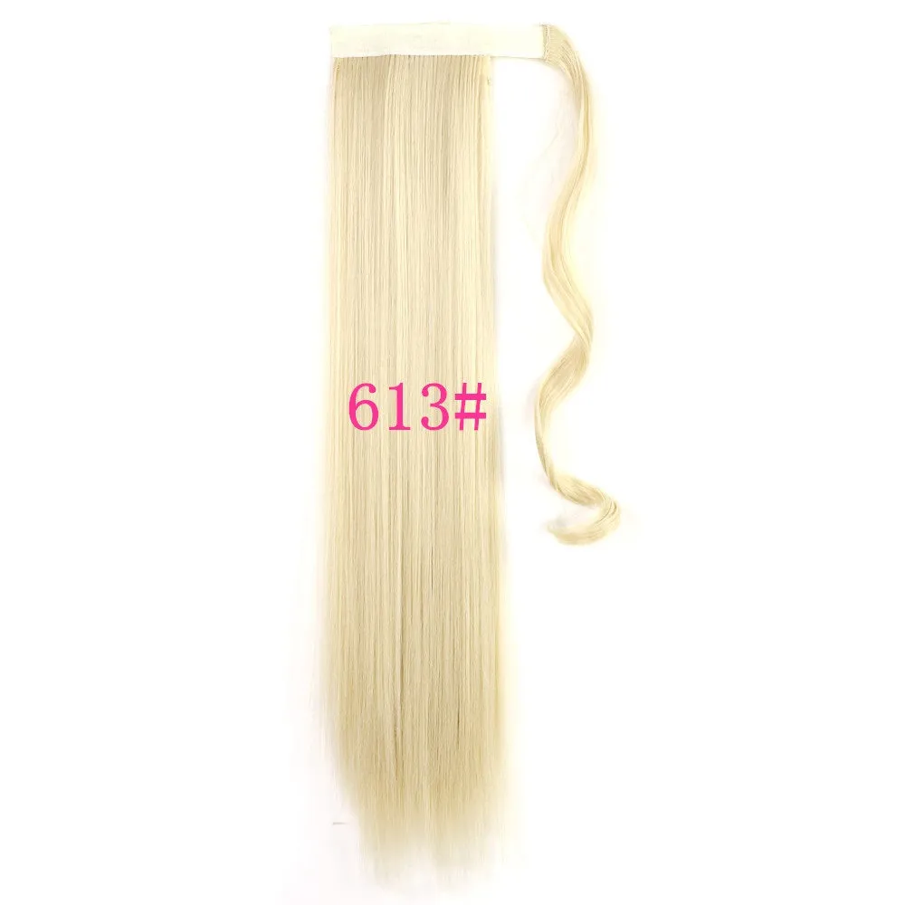 Long Straight Wrap-Around Clip-In Ponytail Hair Extension – Heat-Resistant Synthetic Fake Hair Piece (22-24 Inches)