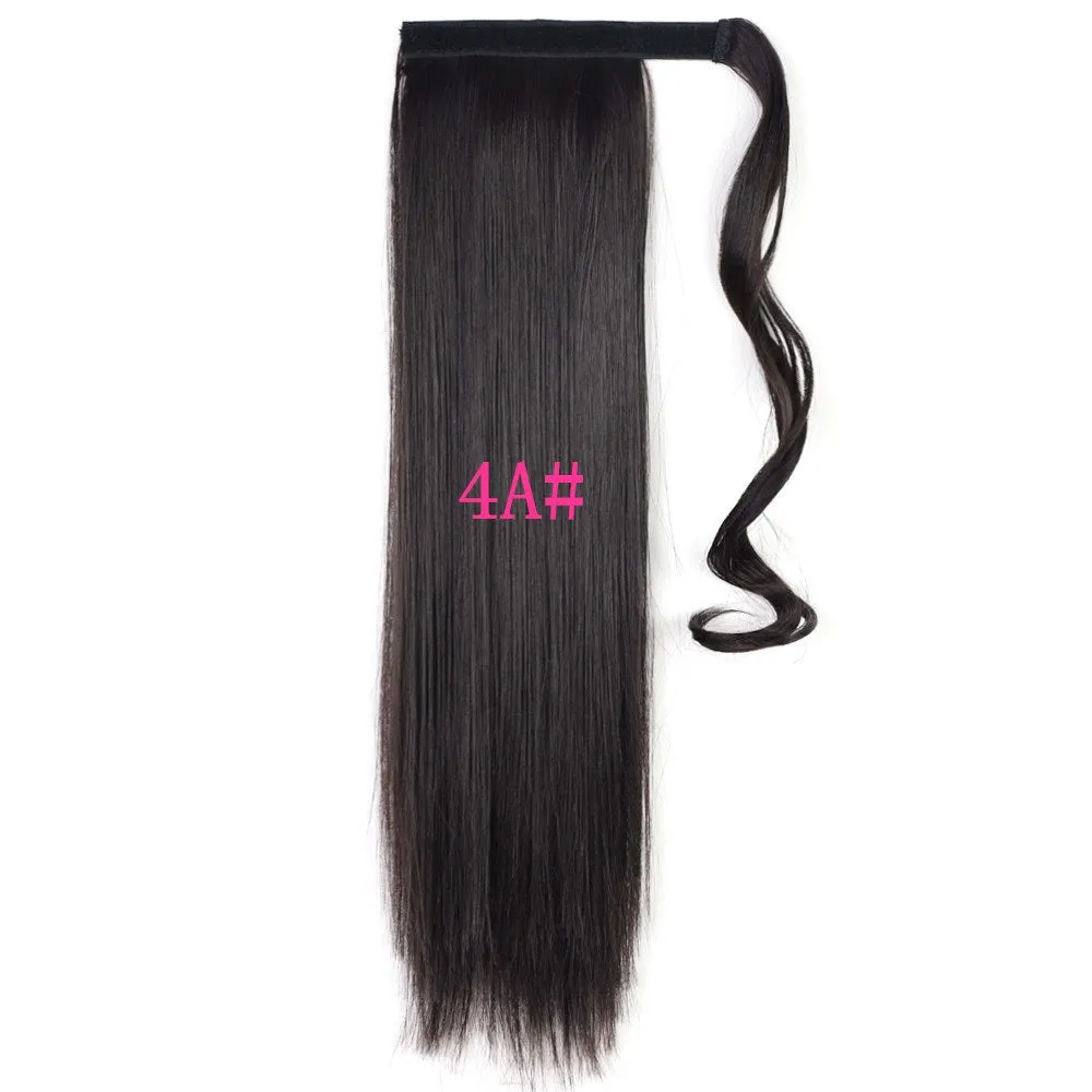 Long Straight Wrap-Around Clip-In Ponytail Hair Extension – Heat-Resistant Synthetic Fake Hair Piece (22-24 Inches)