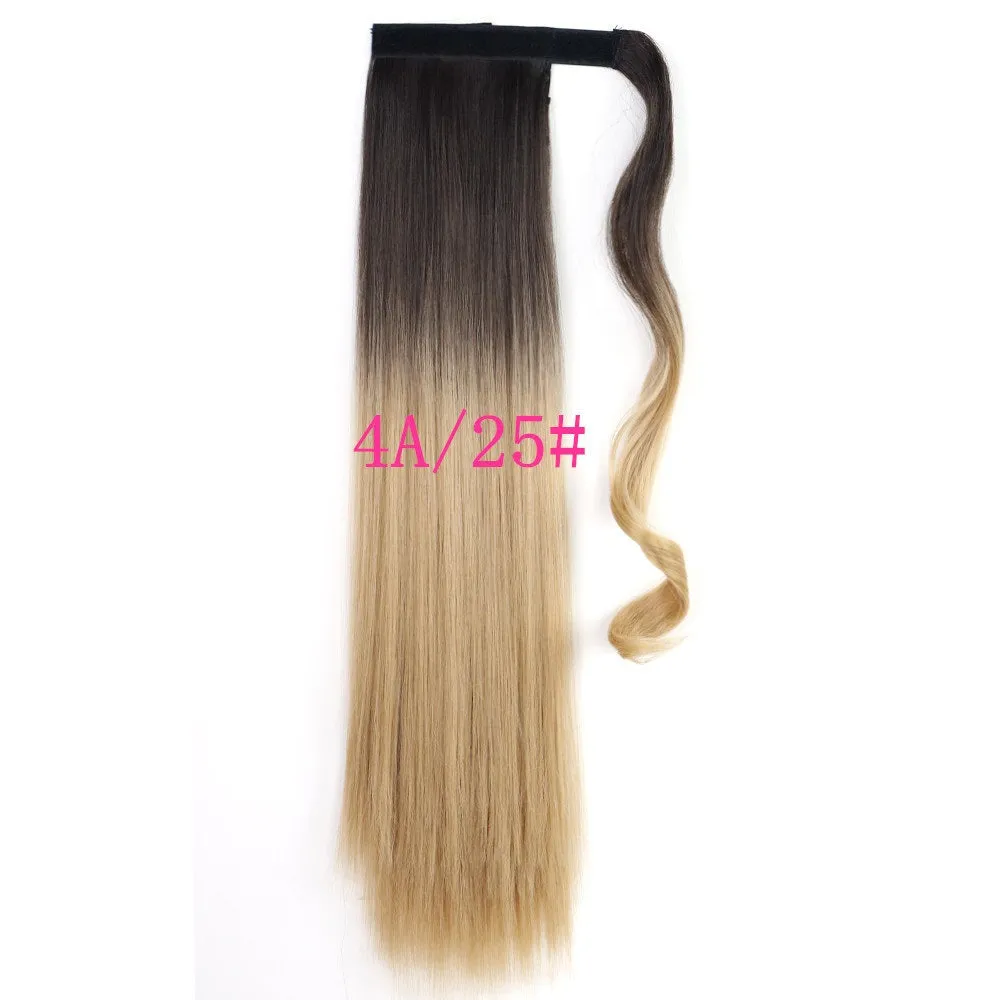 Long Straight Wrap-Around Clip-In Ponytail Hair Extension – Heat-Resistant Synthetic Fake Hair Piece (22-24 Inches)