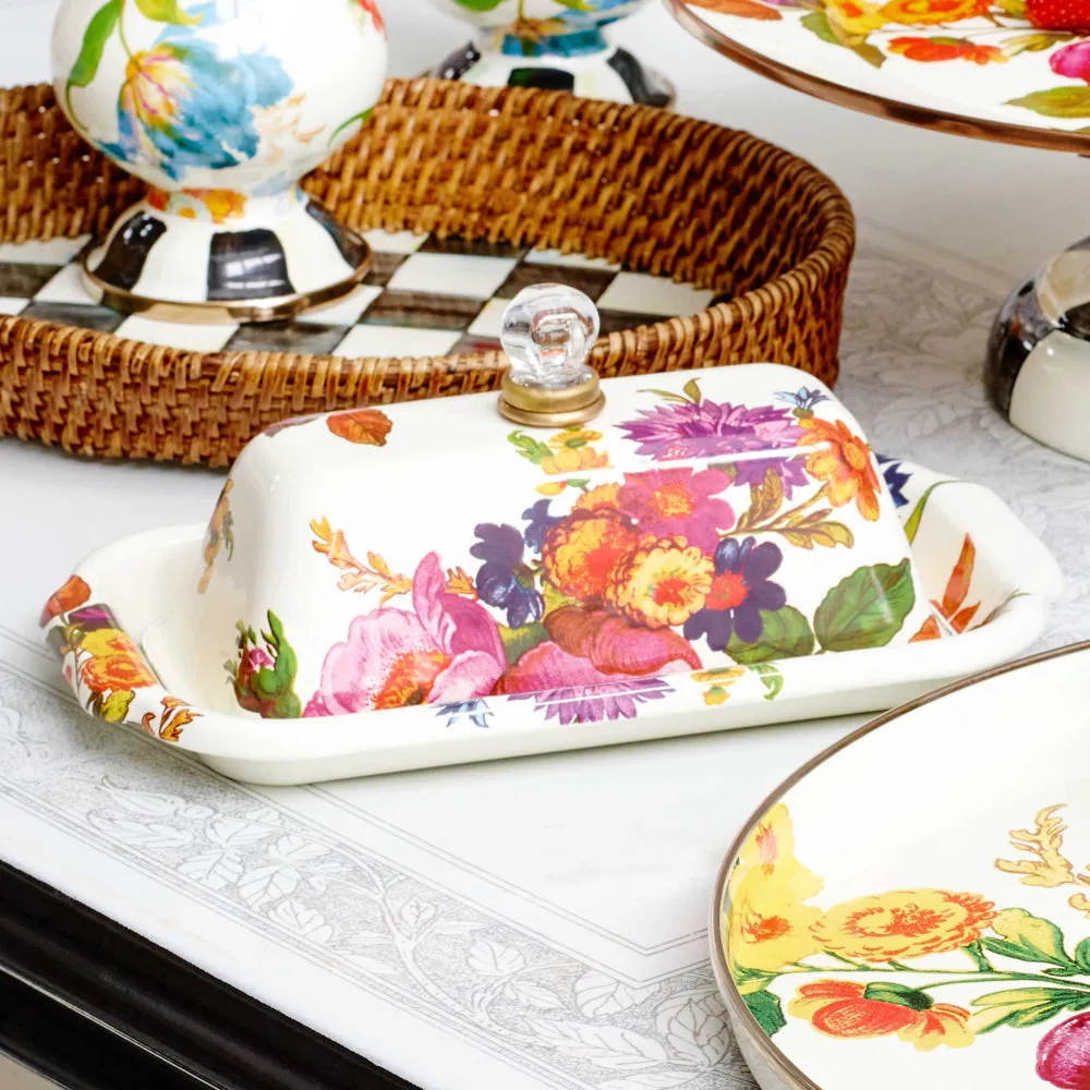 MacKenzie-Childs Flower Market Butter Box-White