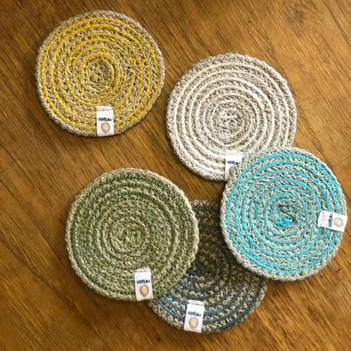 ReSpiin Spiral Jute Natural / White Coaster