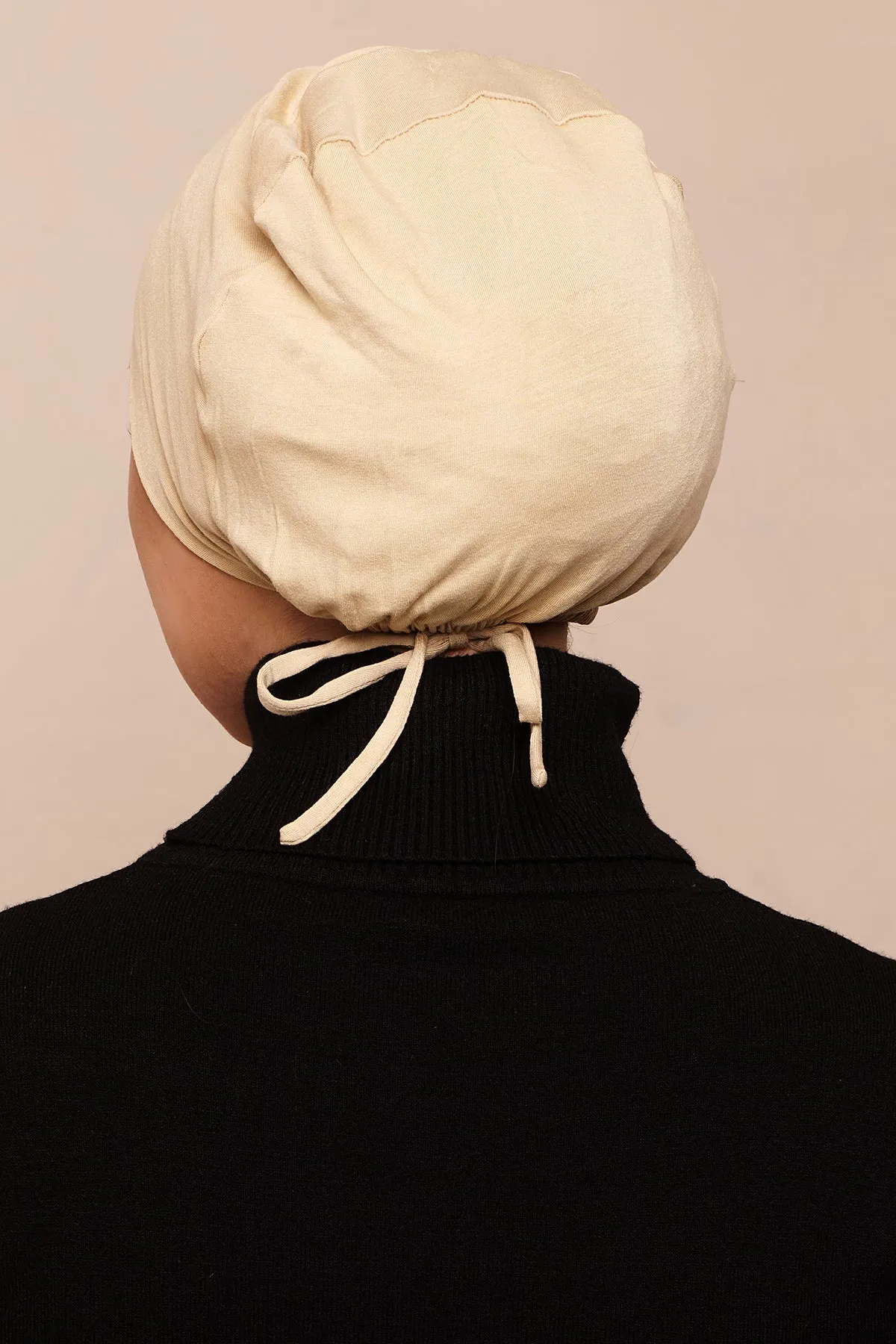 Satin-Blend Pastel Yellow Bamboo Jersey Hijab Cap