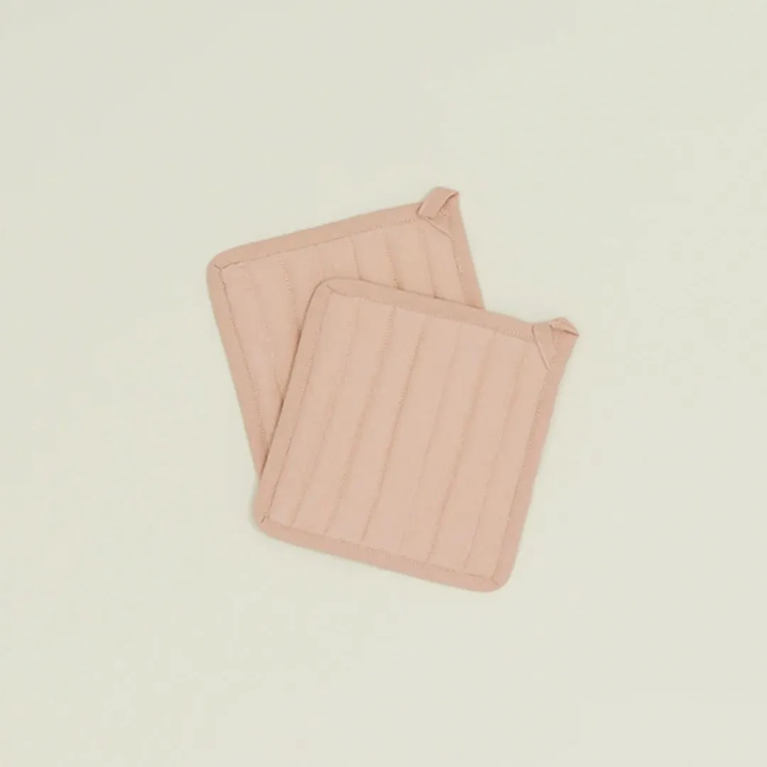 Simple Linen Pot Holders Set of 2 (Blush)