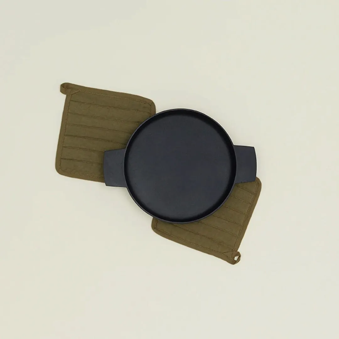 Simple Linen Pot Holders Set of 2 (Olive)