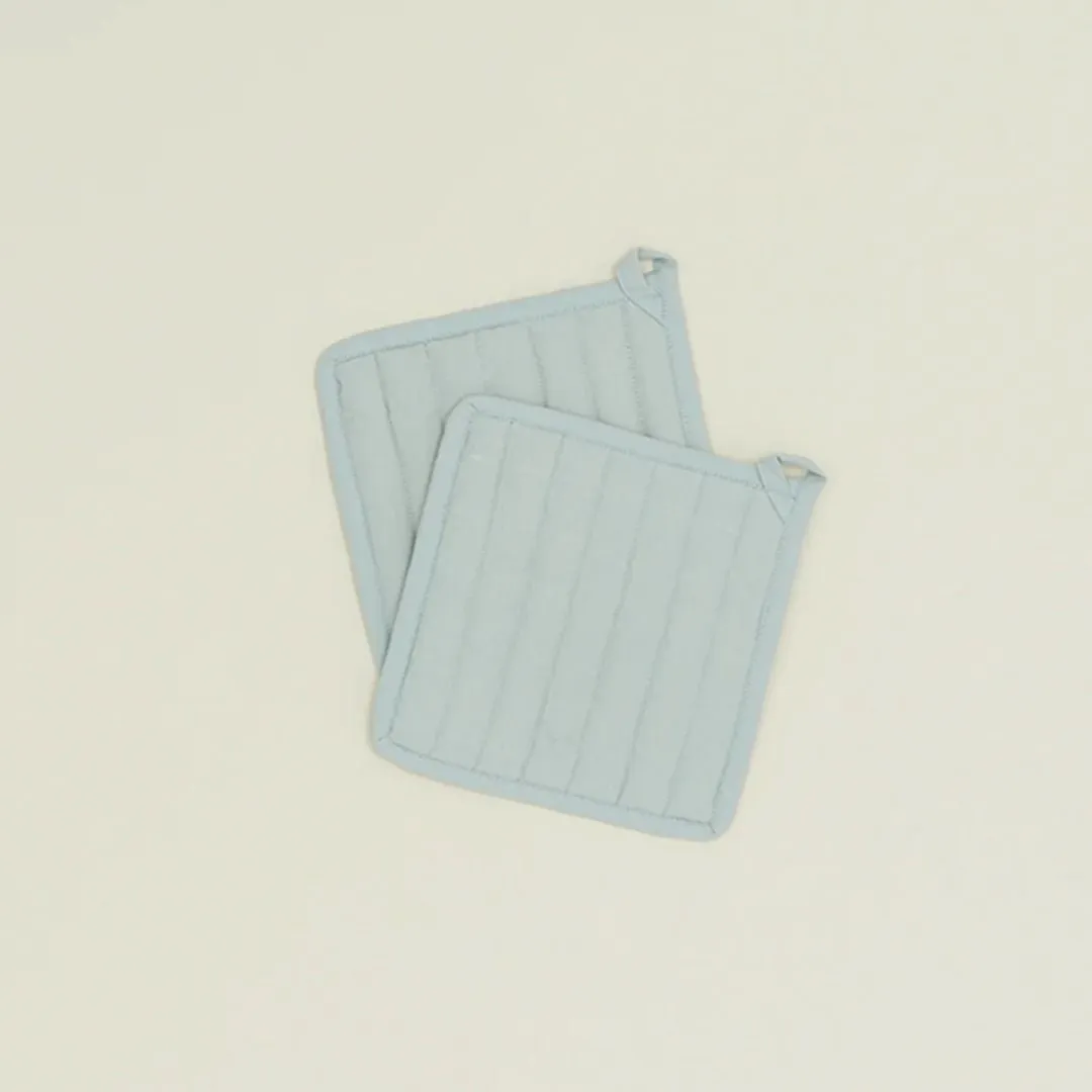 Simple Linen Pot Holders Set of 2 (Sky)