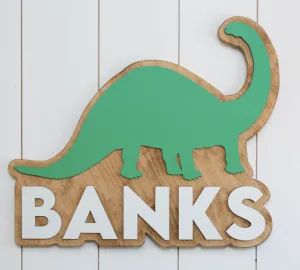 Sugar   Maple Cutout Personalized Name Sign | Dinosaur