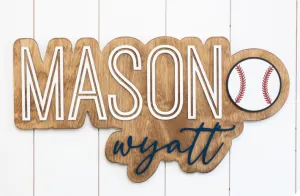 Sugar   Maple Personalized Bubble Wood Sign | Baseball