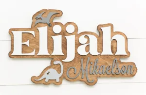 Sugar   Maple Personalized Bubble Wood Sign | Dinosaur