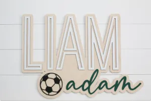 Sugar   Maple Personalized Bubble Wood Sign | Soccer