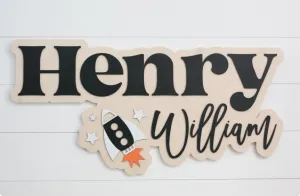 Sugar   Maple Personalized Bubble Wood Sign | Spaceship