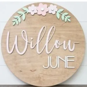 Sugar   Maple Round Personalized Name Sign | Flower